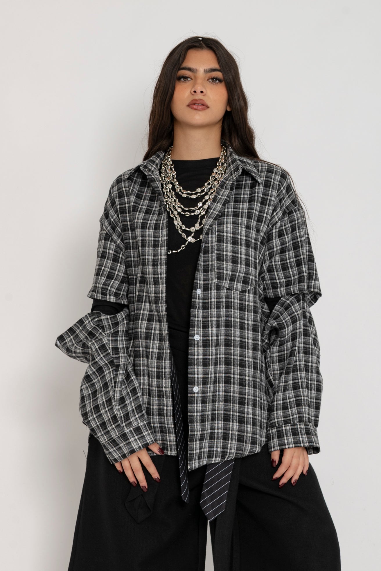 Camicia in flanella con apertura