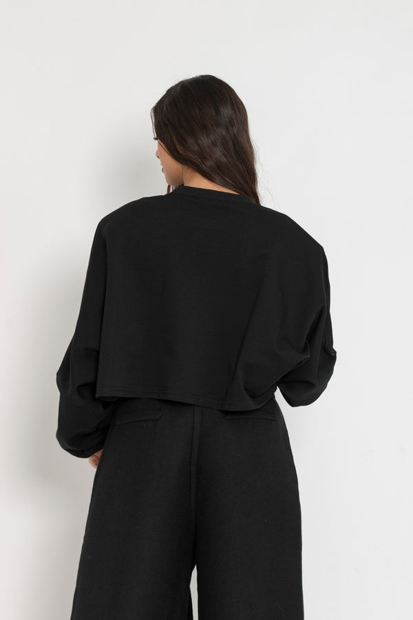 Felpa crop con spalline