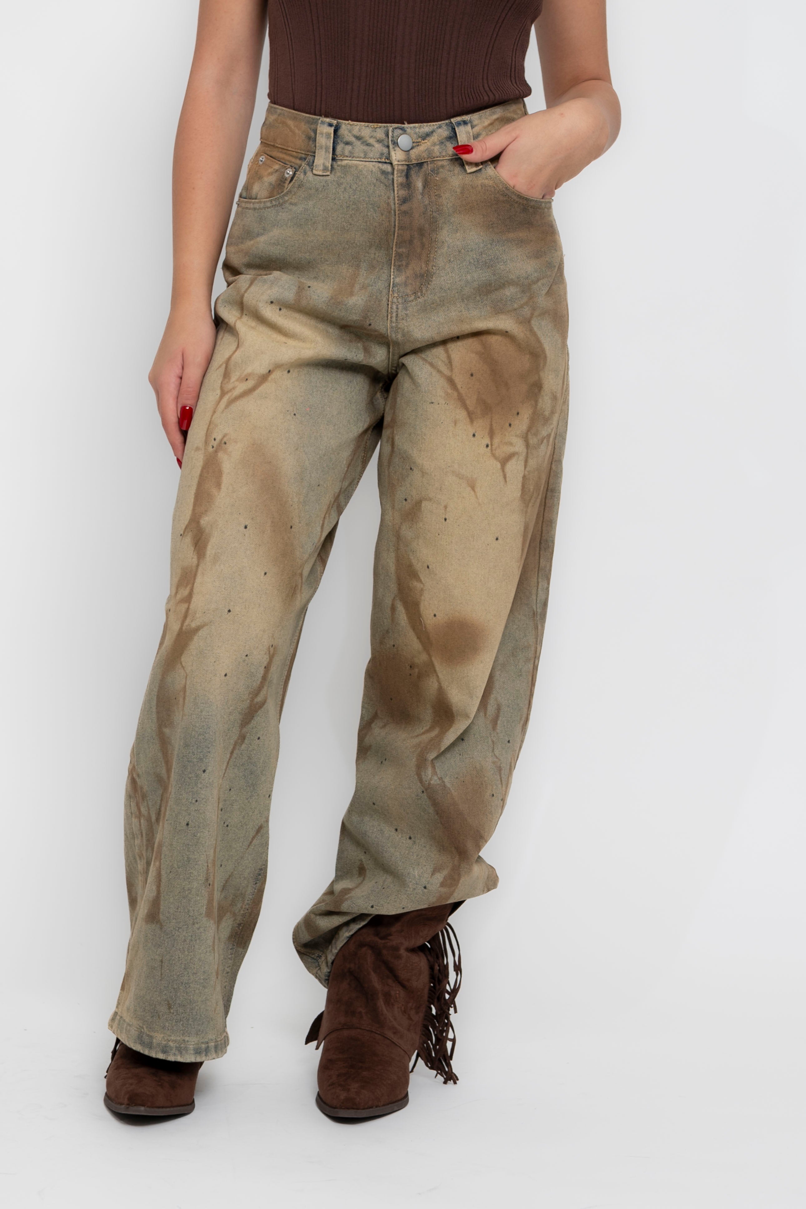Jeans sfumato marrone
