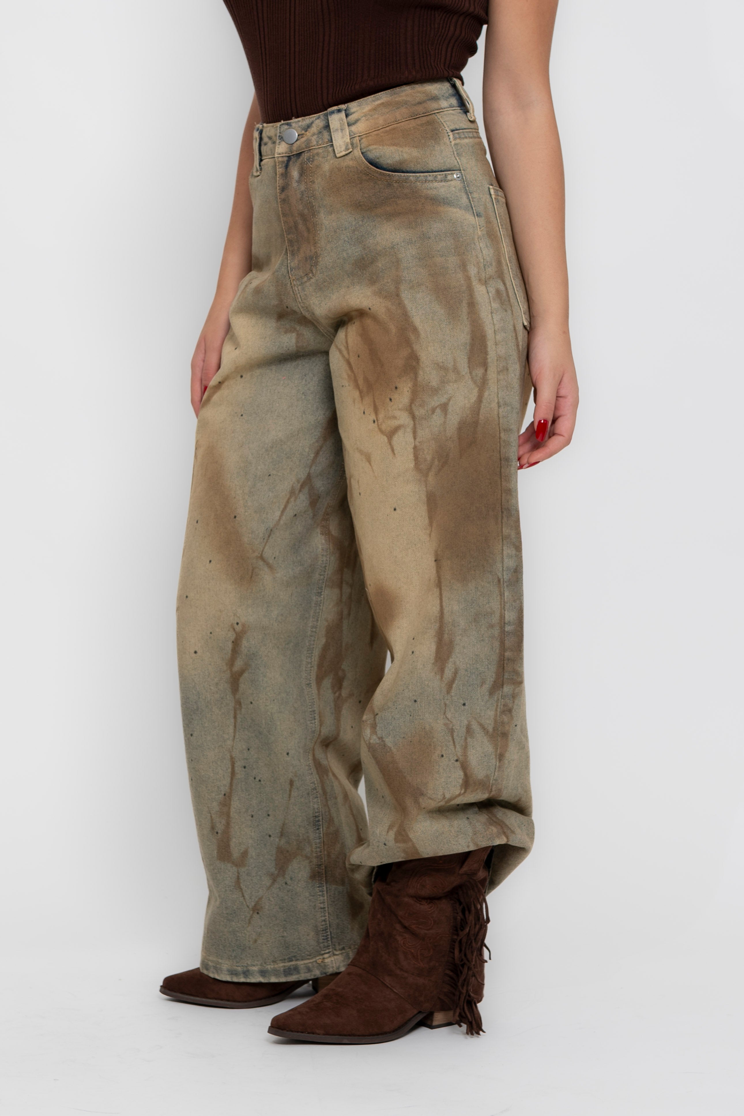 Jeans sfumato marrone