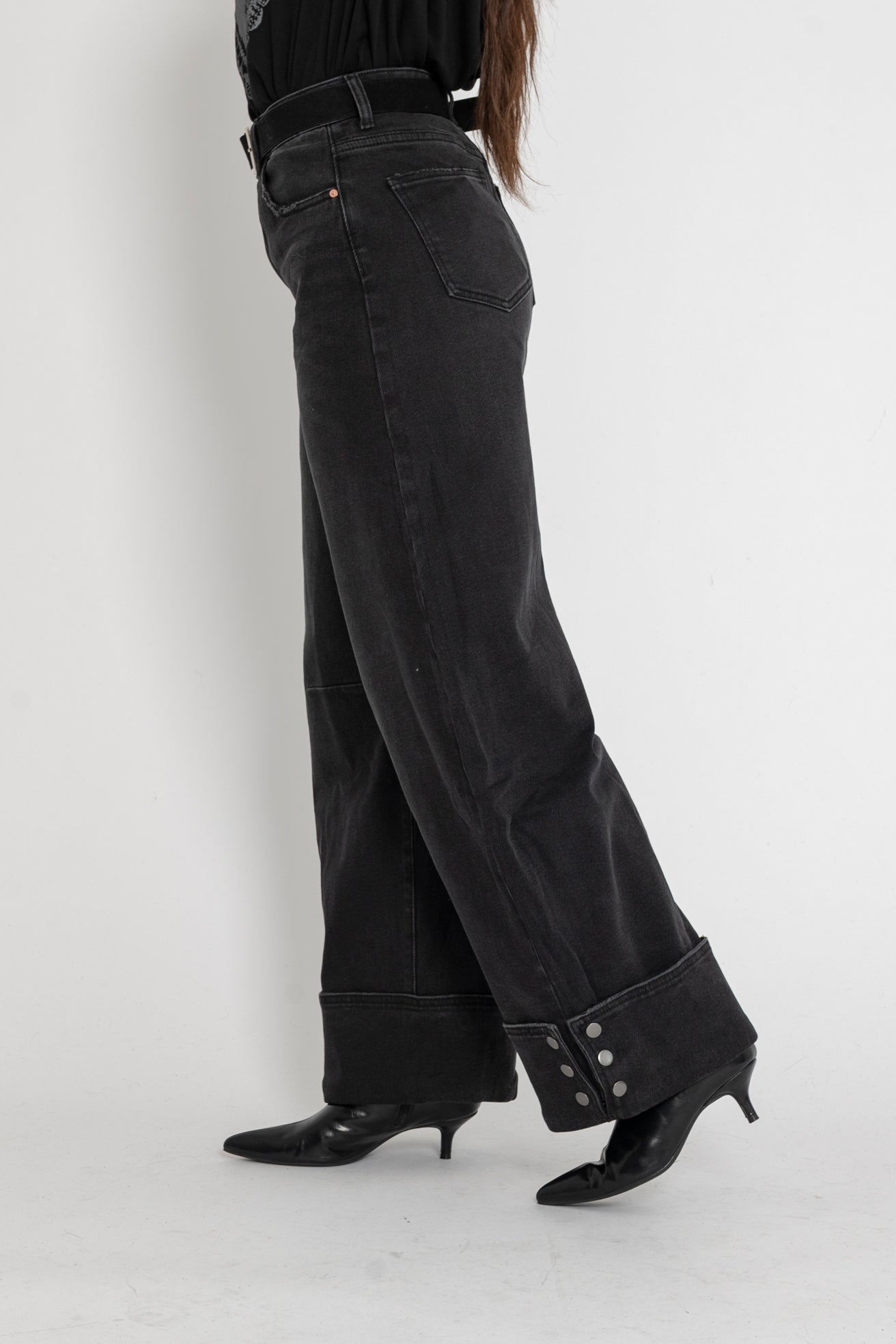 Jeans palazzo con piega black