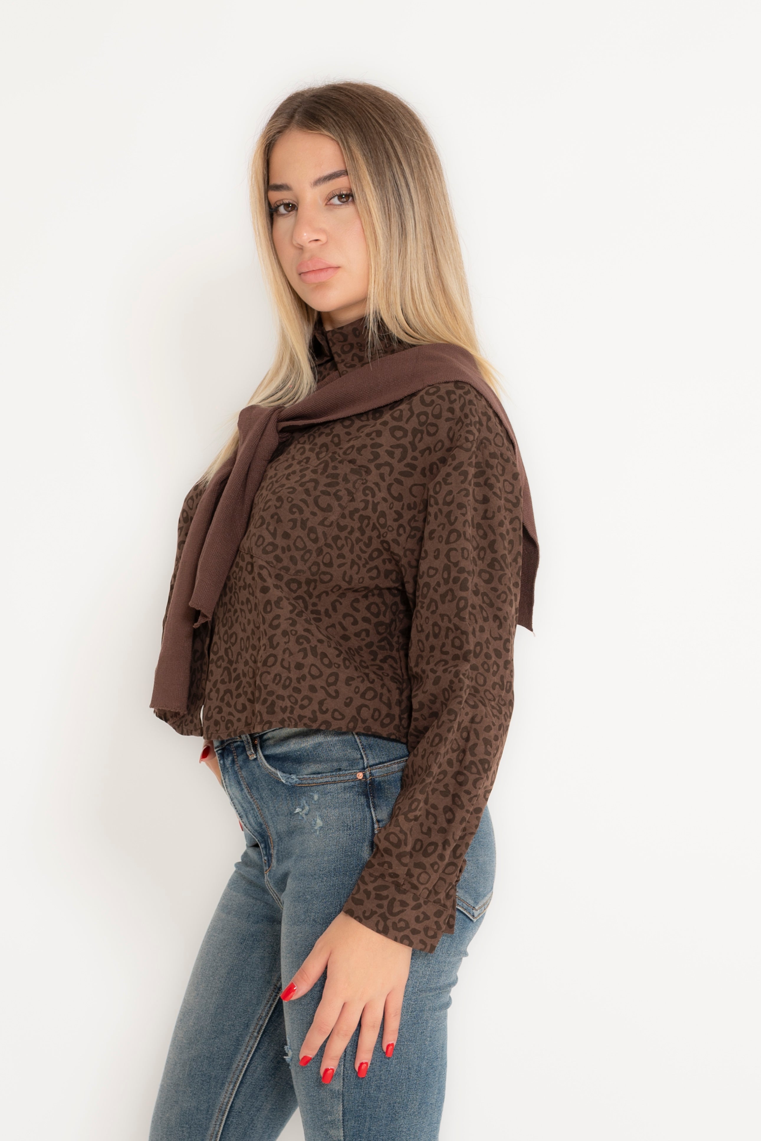 Camicia crop animalier