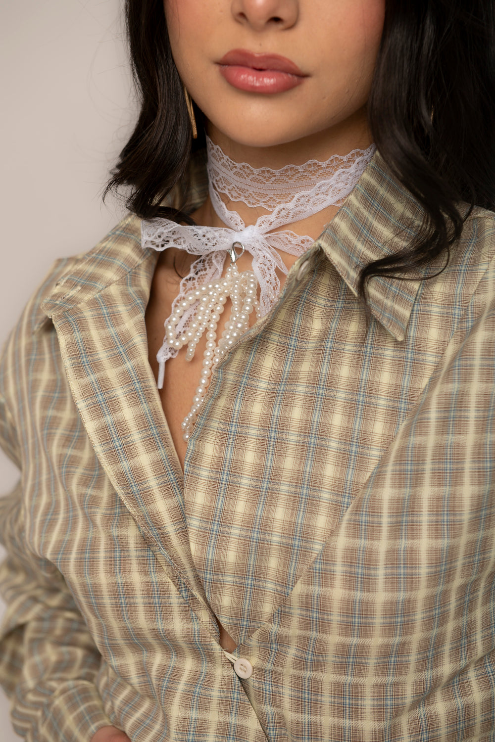 Choker merletto e perle