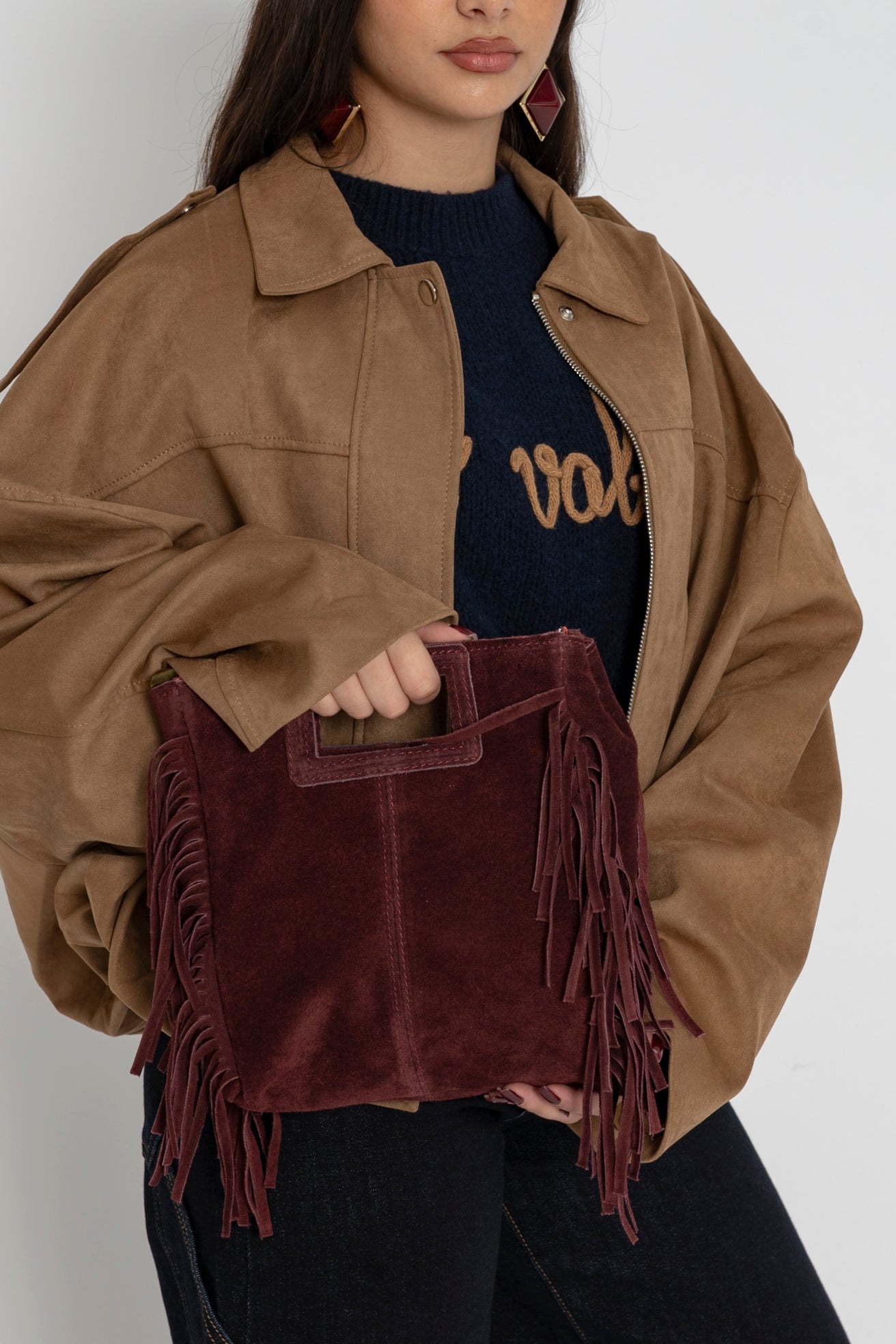 Borsa mini con frange