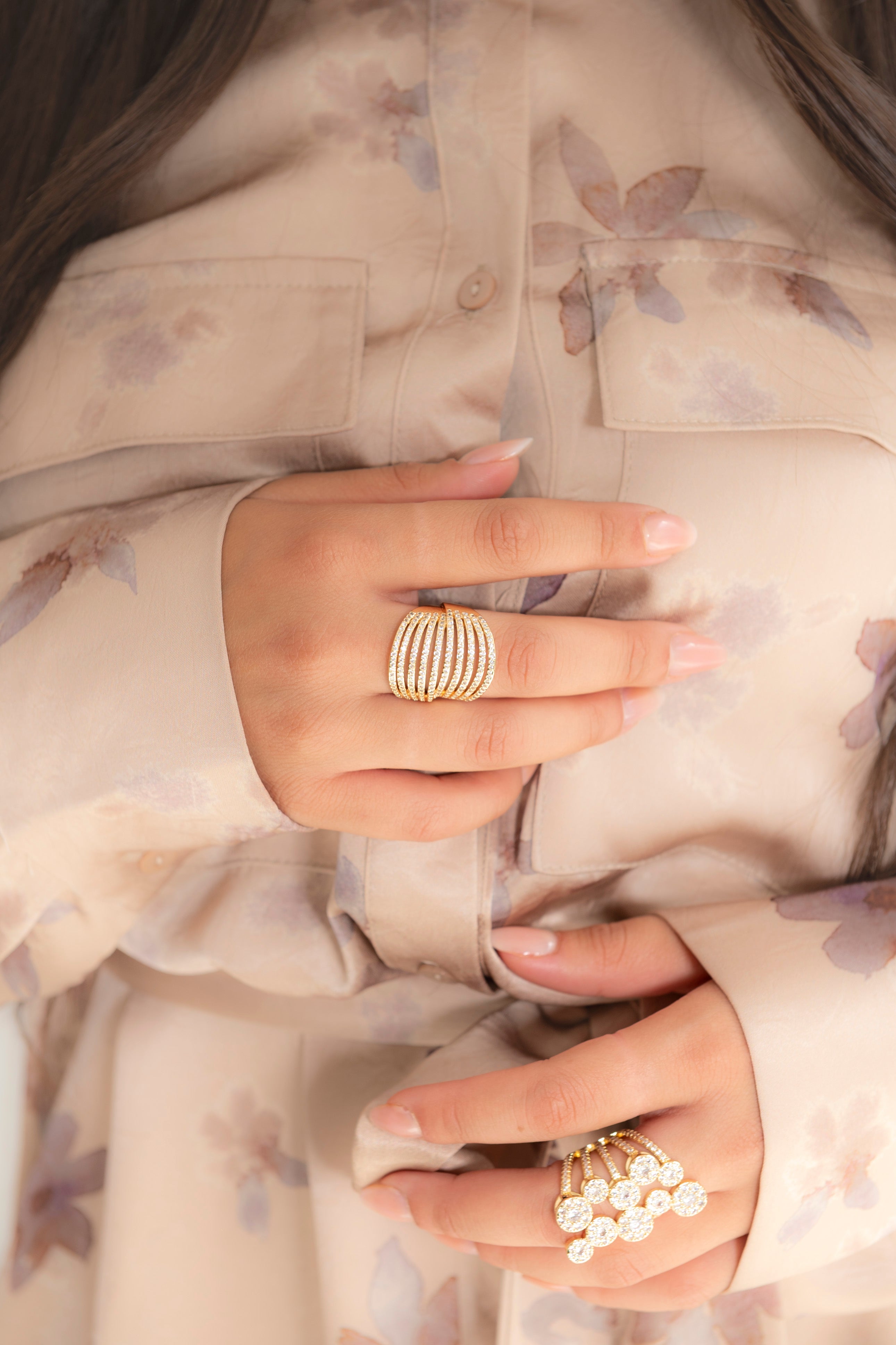 Anello a fascia strass
