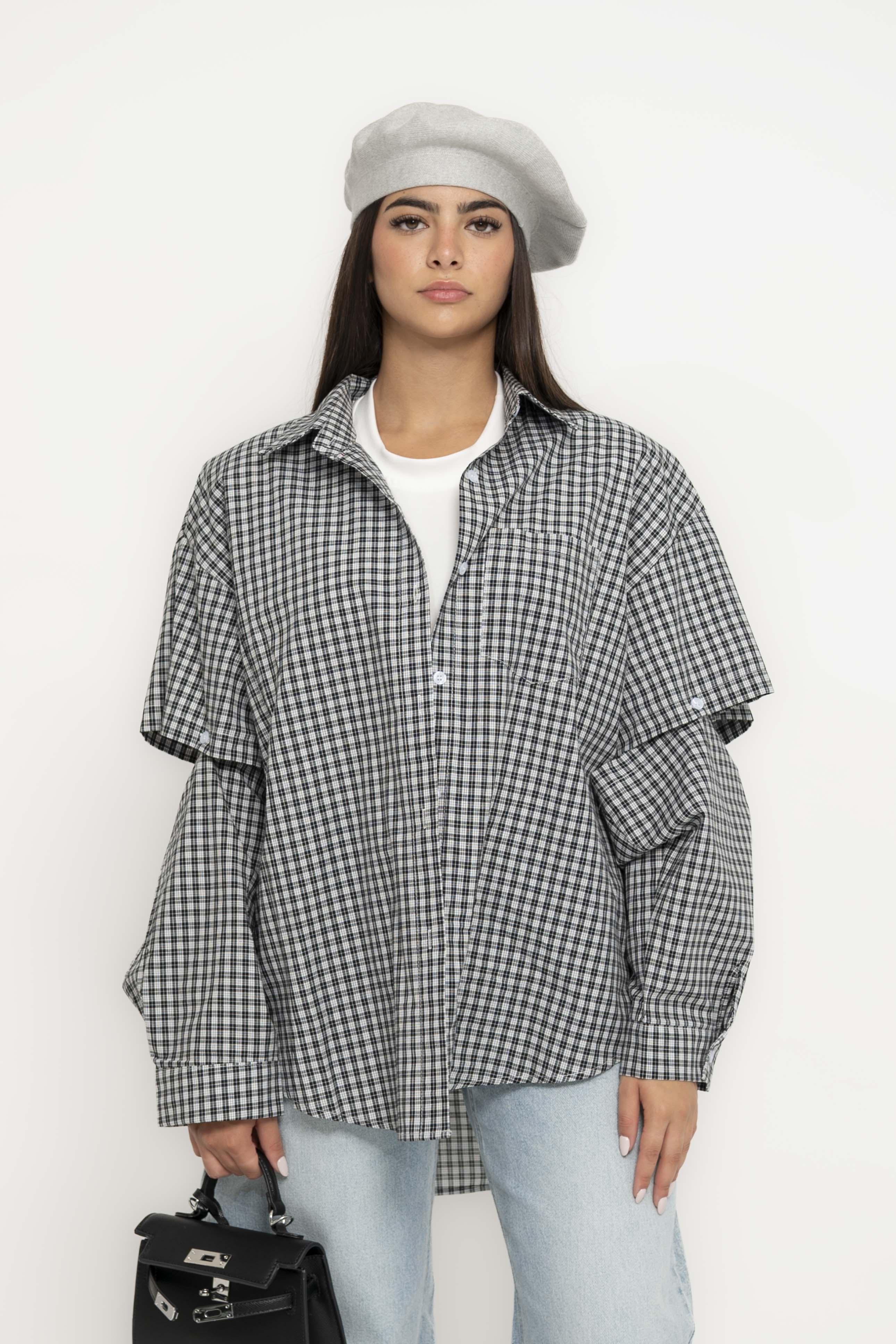 Camicia oversize con apertura nero