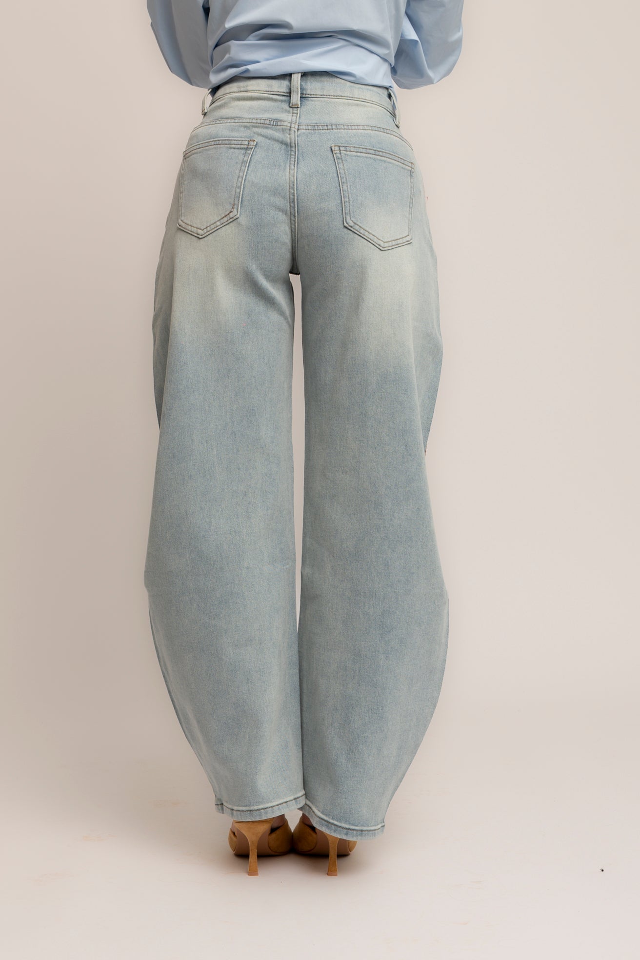 Jeans ballon fiore strass