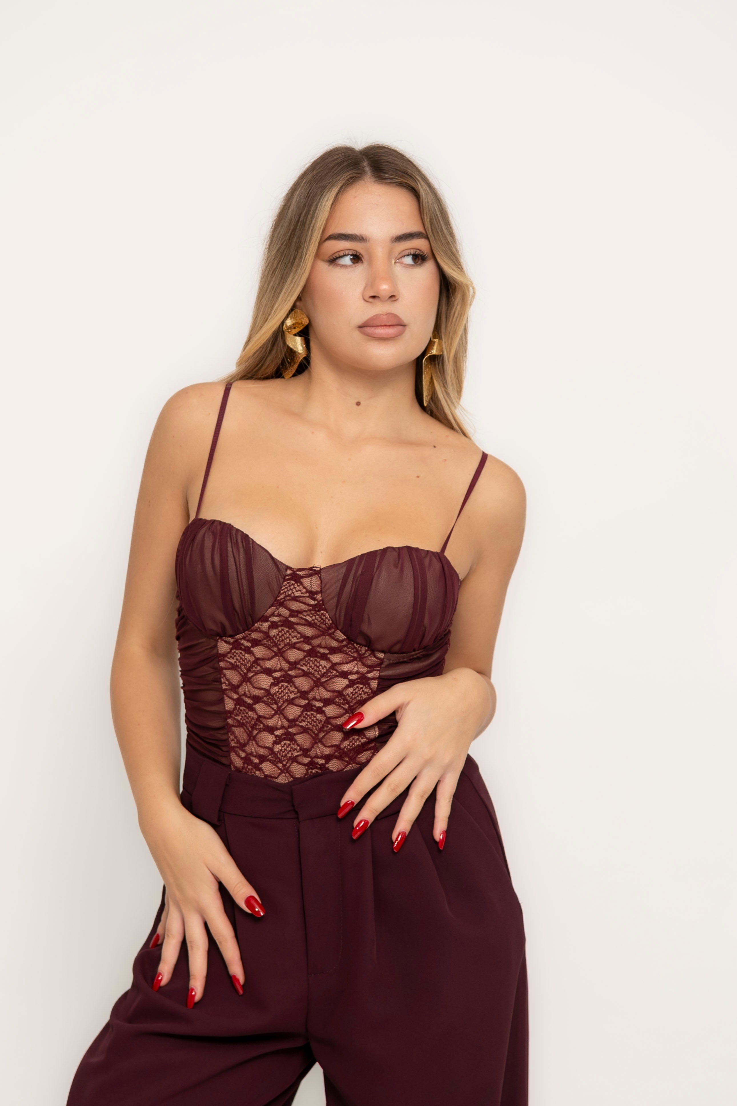 Body ricamato bordeaux