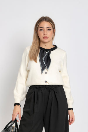 Cardigan con foulard
