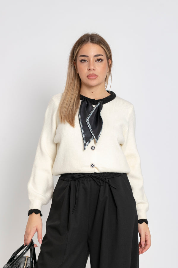 Cardigan con foulard