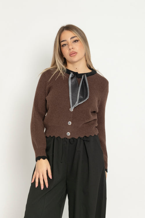 Cardigan con foulard