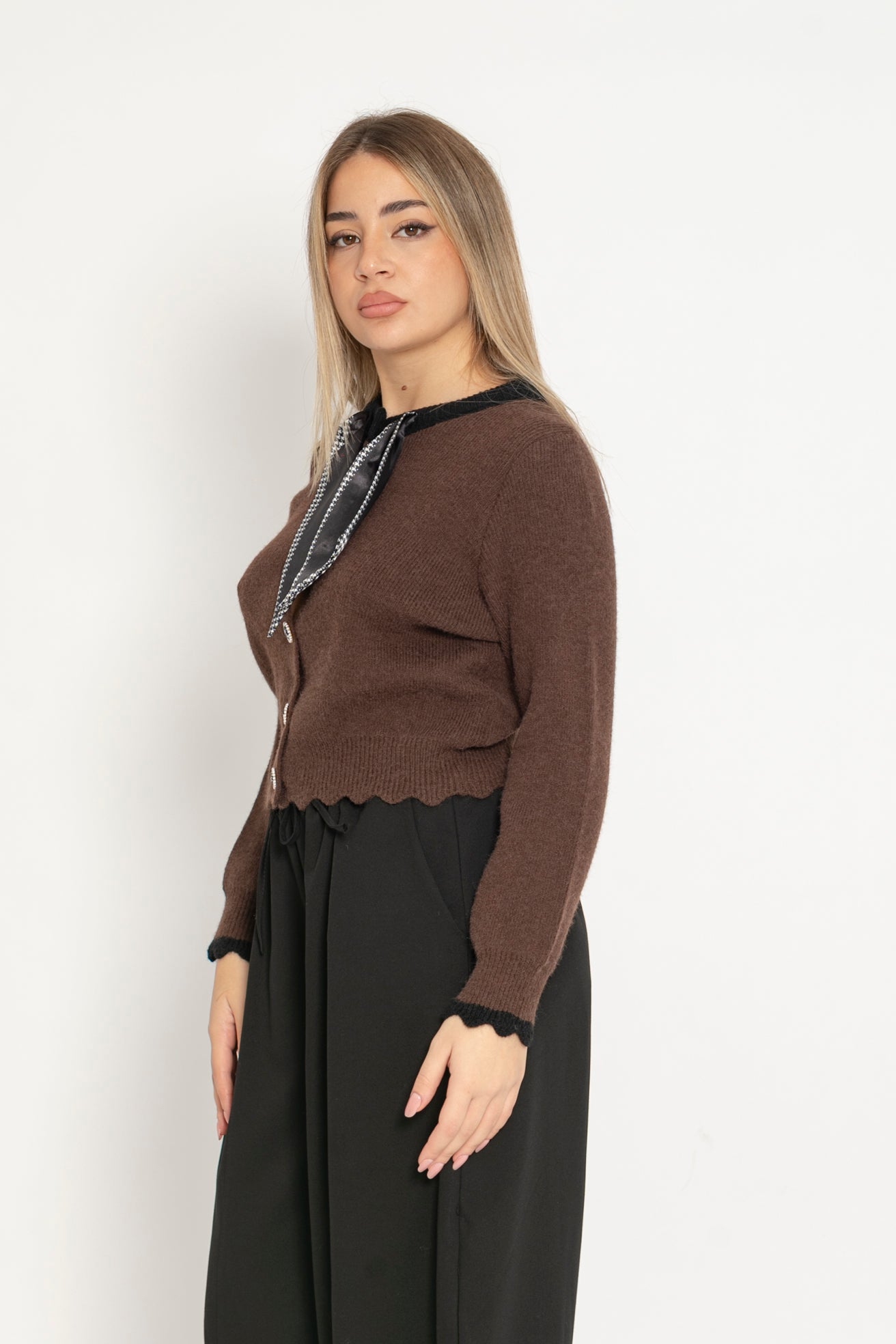 Cardigan con foulard