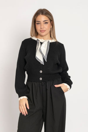 Cardigan con foulard