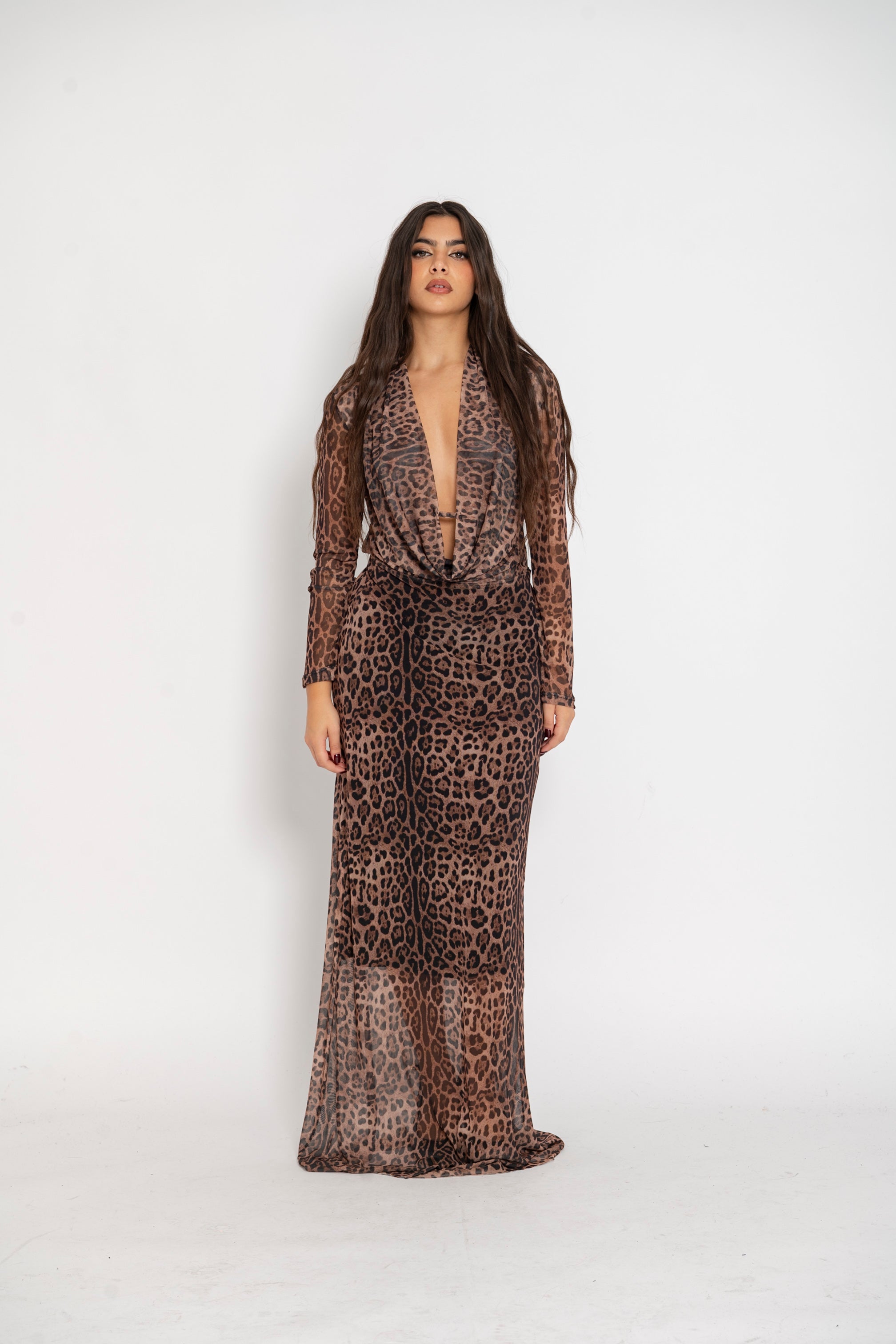 Abito velato animalier Lumina