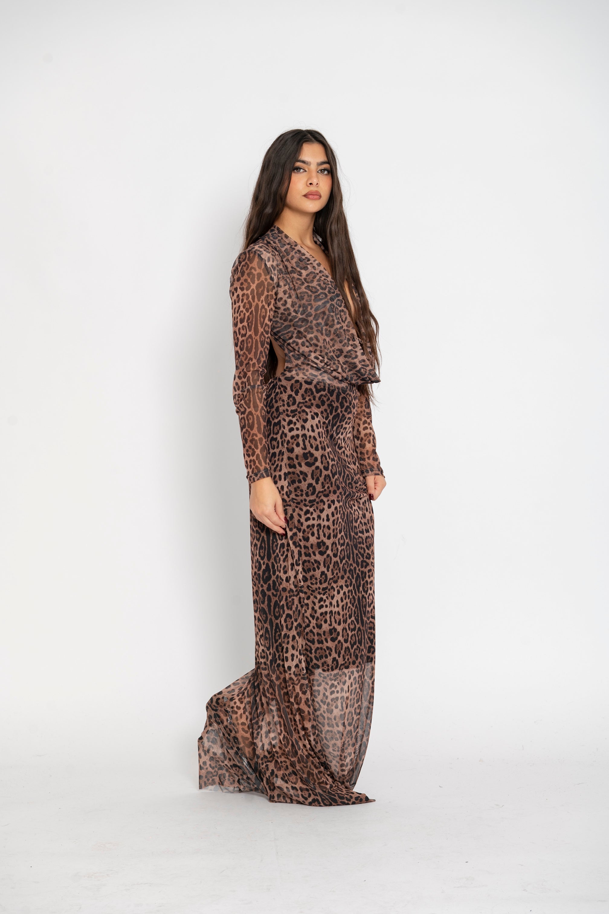 Abito velato animalier Lumina