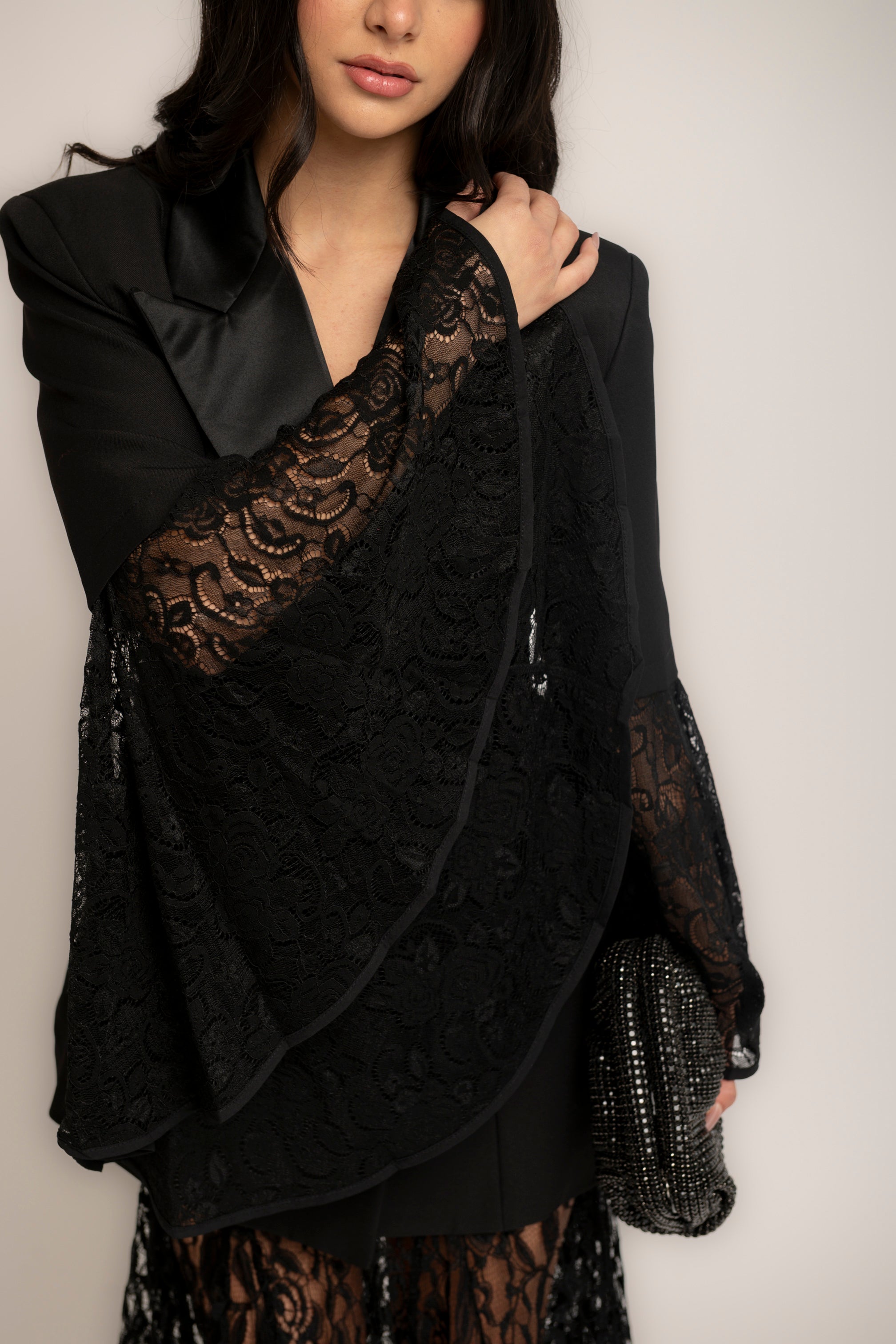 Giacca con maniche in pizzo