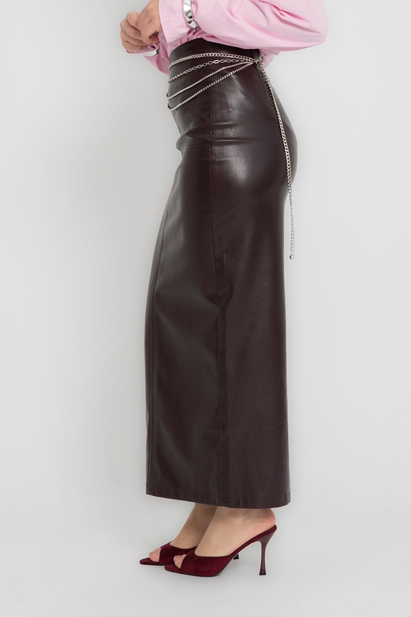 Gonna ecopelle longuette