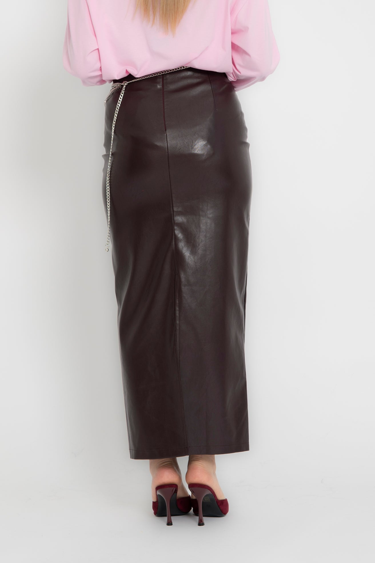 Gonna ecopelle longuette