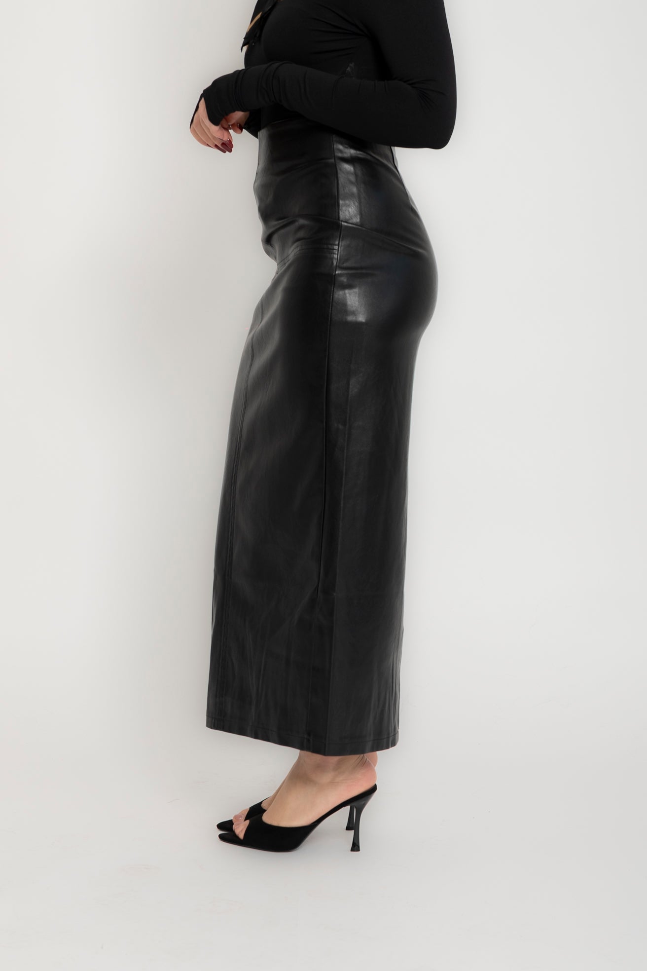 Gonna ecopelle longuette