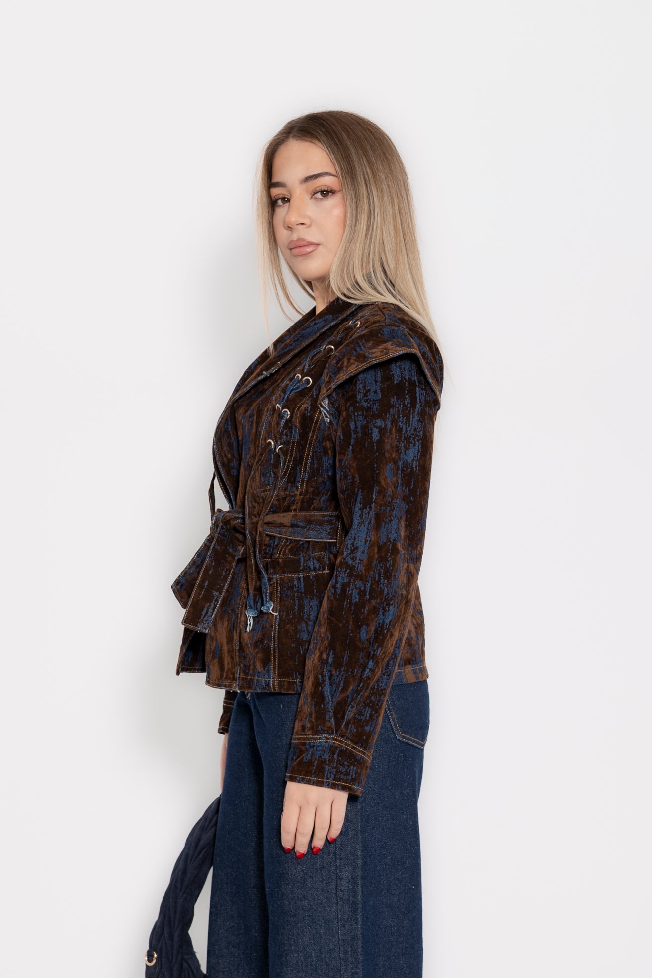 Giubbino denim con stringhe