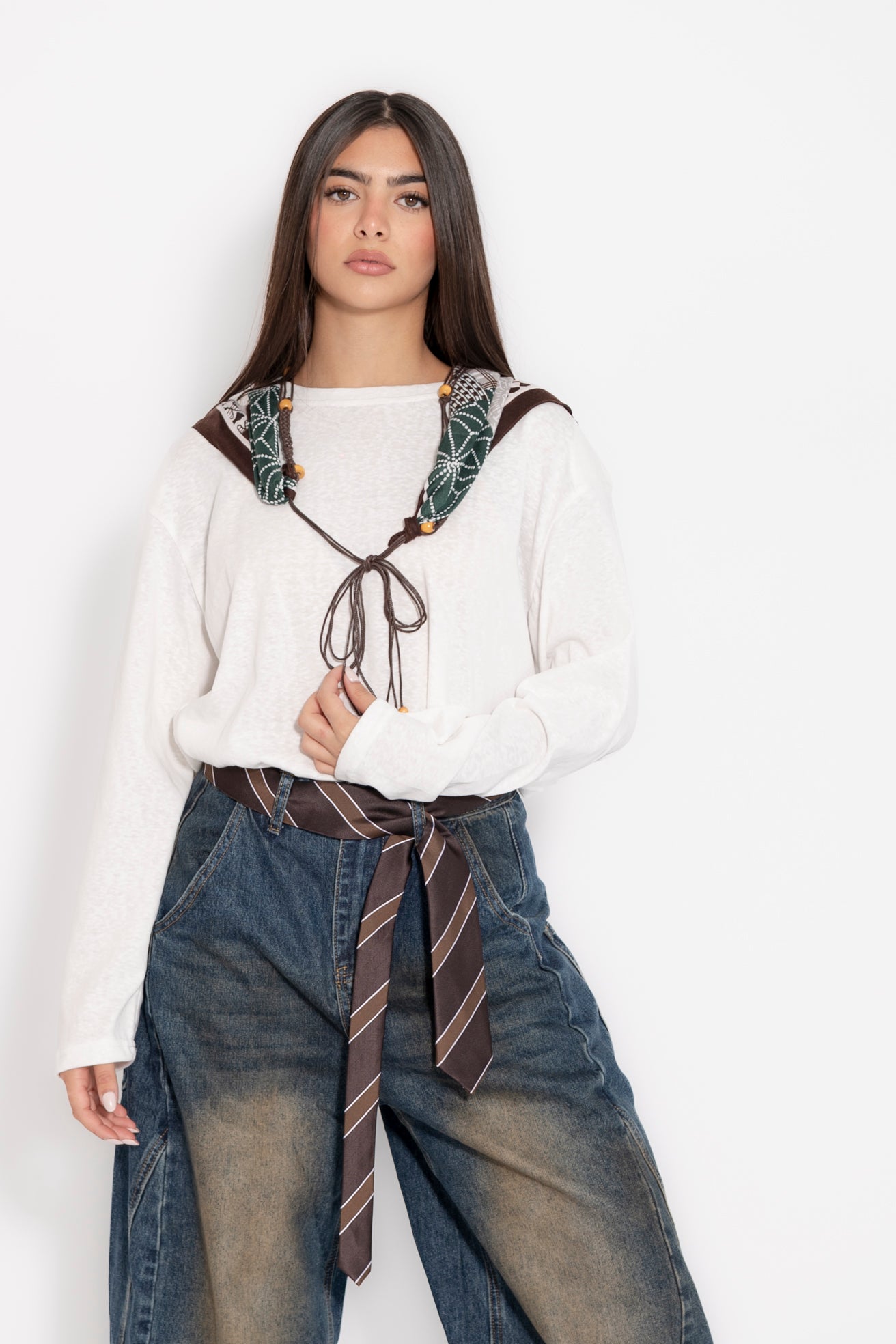 T-shirt con foulard white