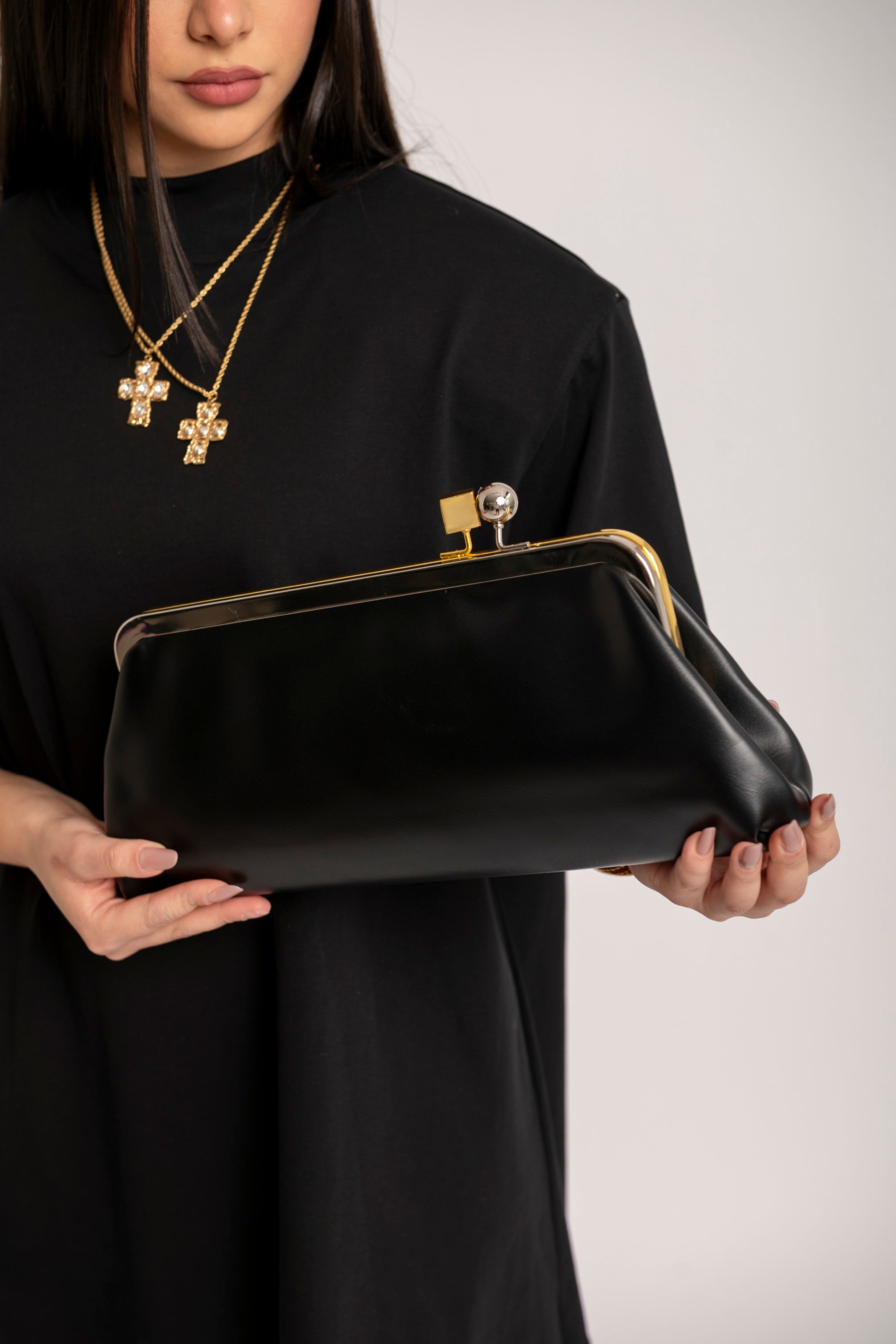 Borsa con chiusura bicolor