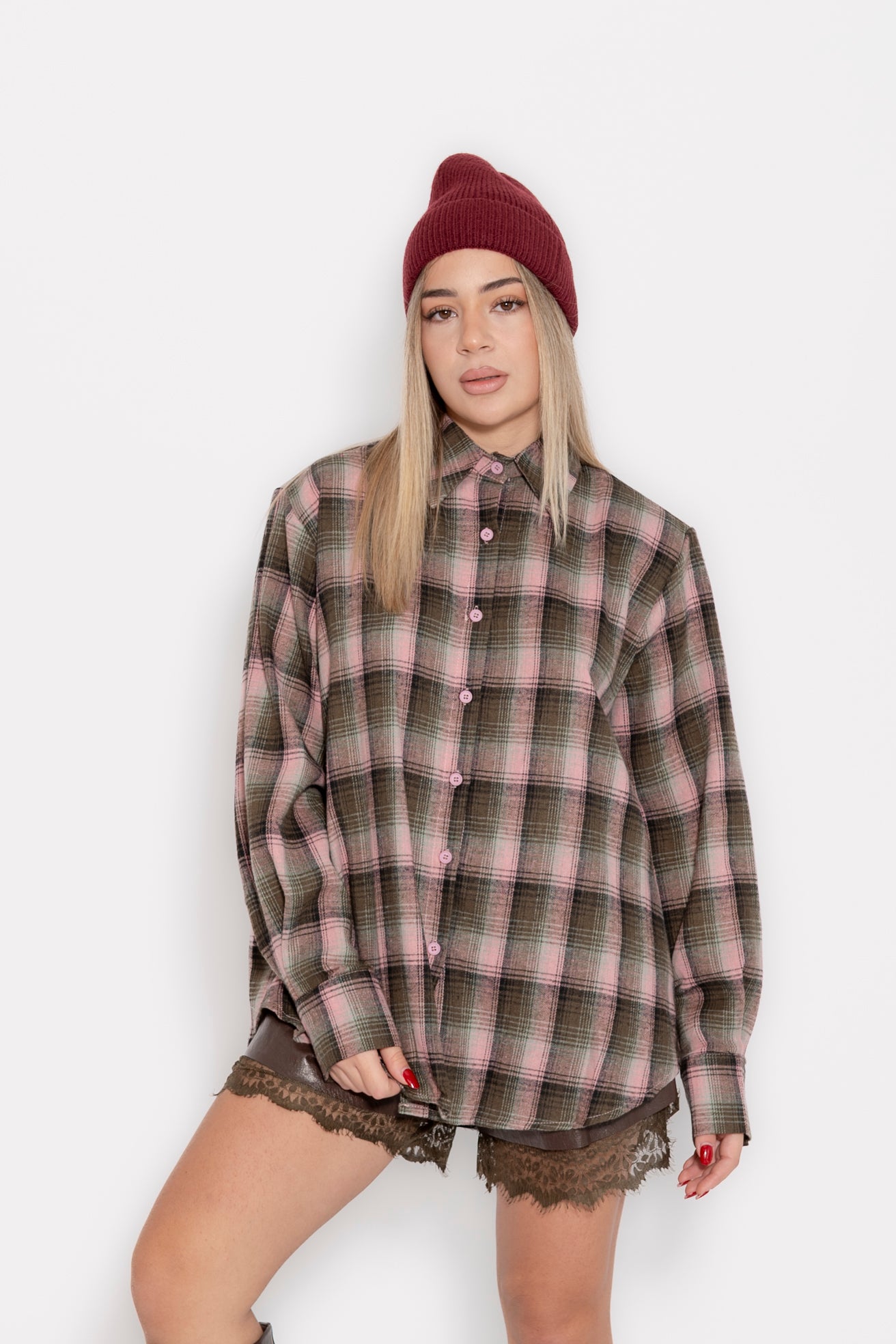 Camicia in flanella rose