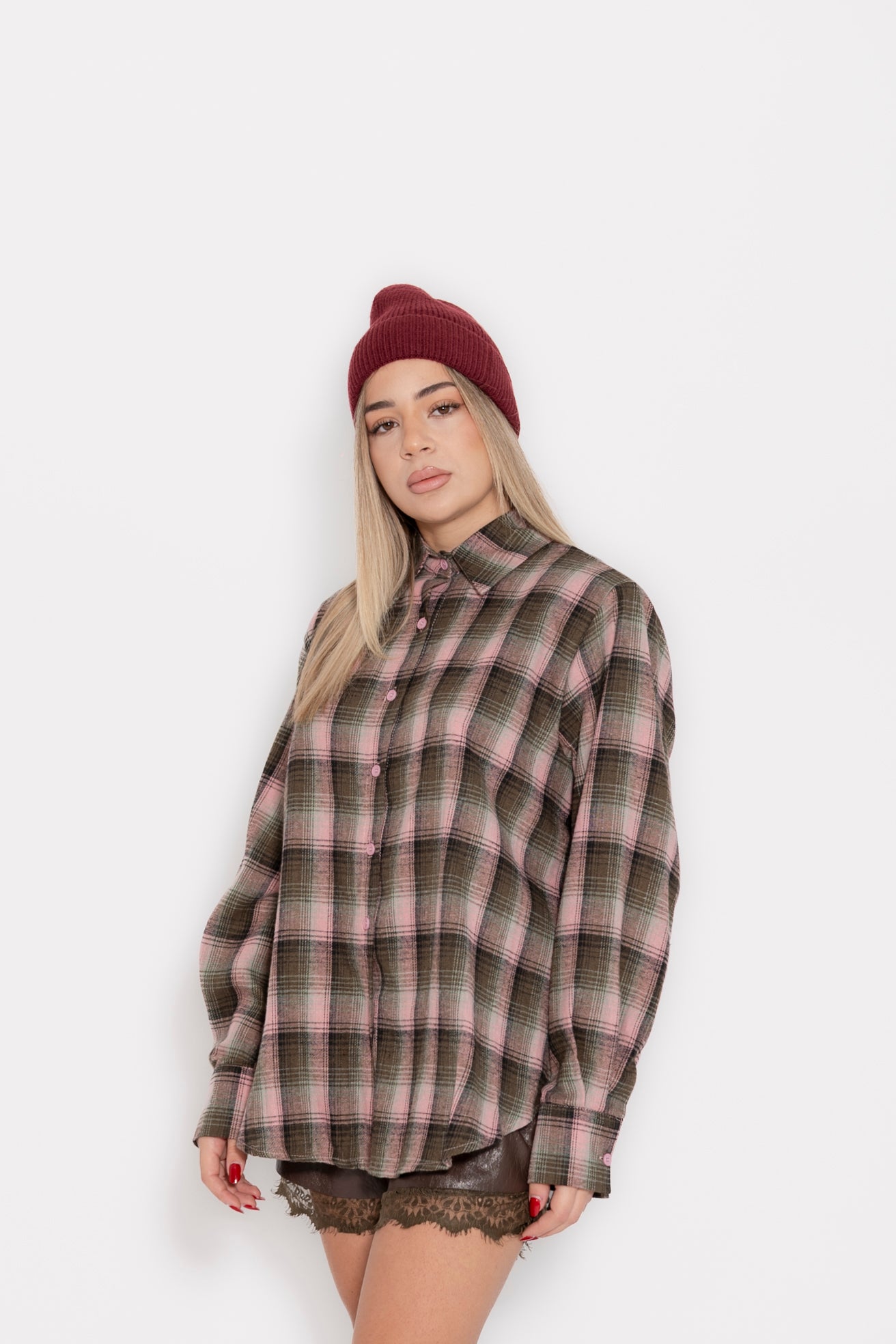 Camicia in flanella rose