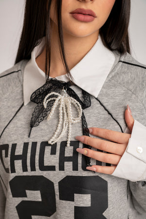 Choker merletto e perle