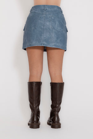 Gonna in ecopelle effetto denim
