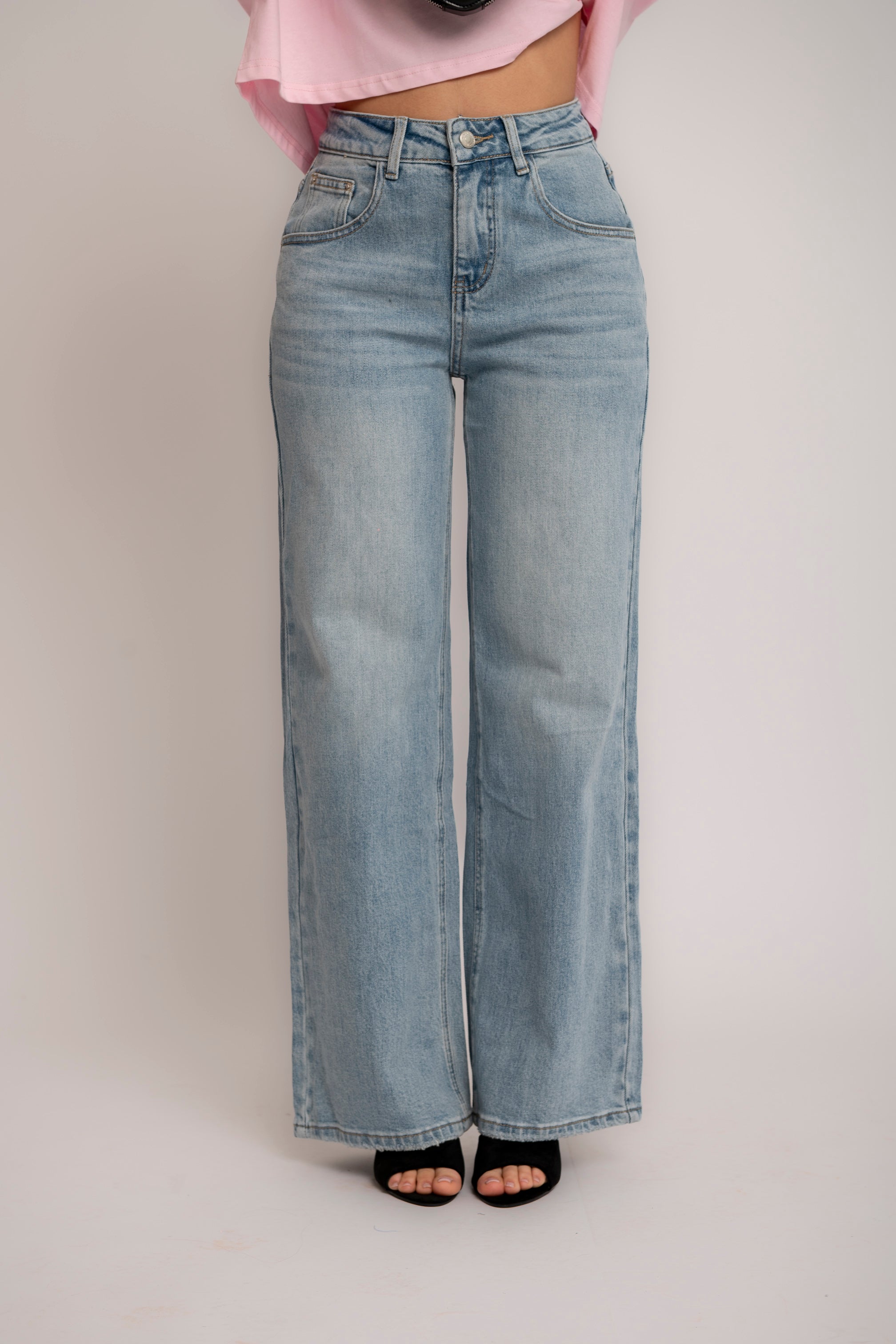 Jeans con tasca strass pink