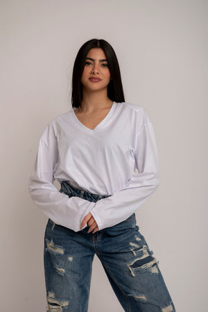 Long sleeve scollo a V