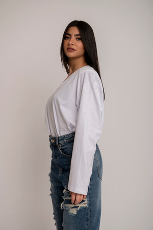 Long sleeve scollo a V