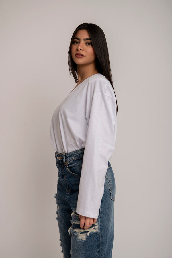 Long sleeve scollo a V