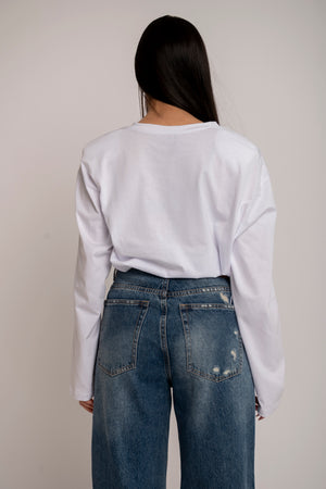 Long sleeve scollo a V