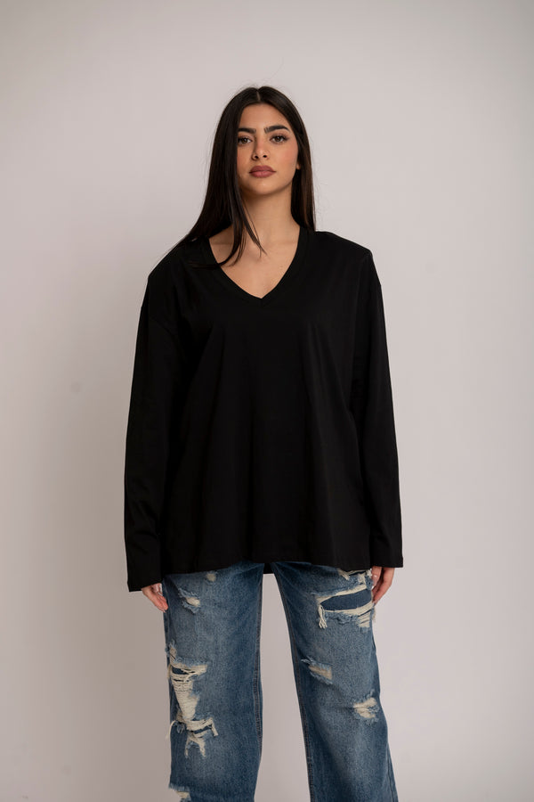 Long sleeve scollo a V