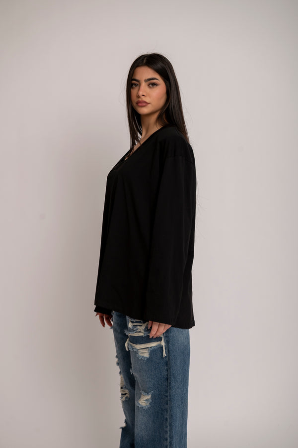 Long sleeve scollo a V