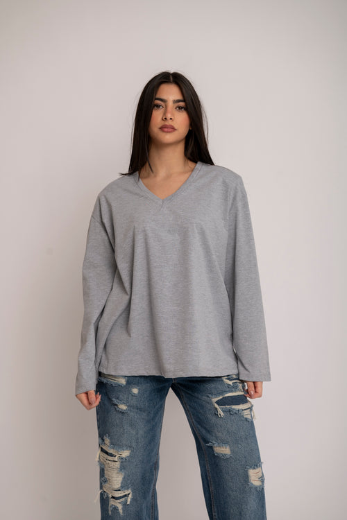 Long sleeve scollo a V