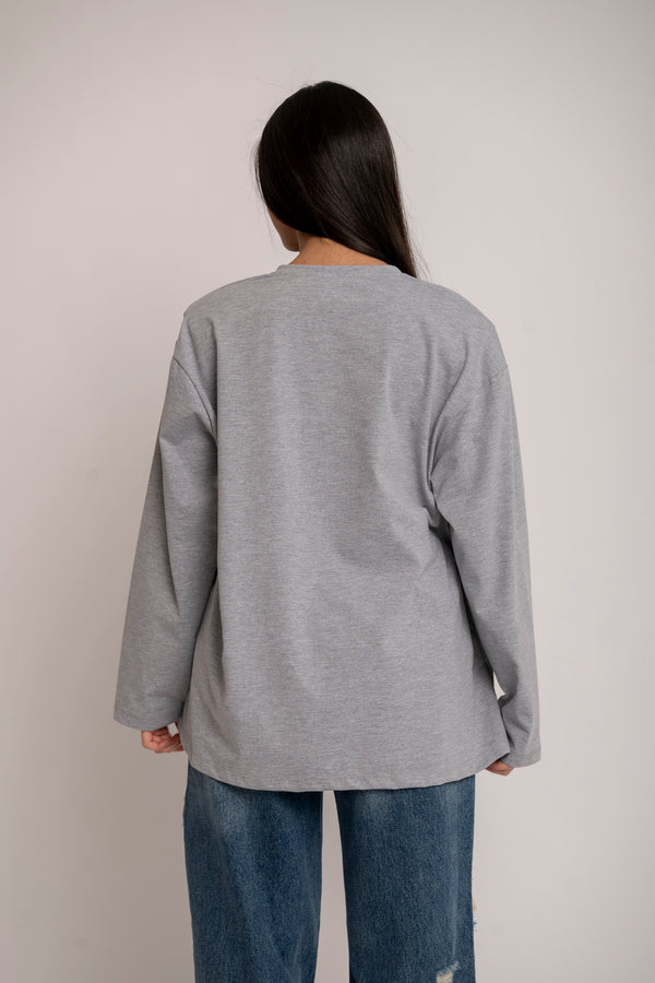 Long sleeve scollo a V