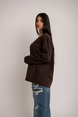 Long sleeve scollo a V