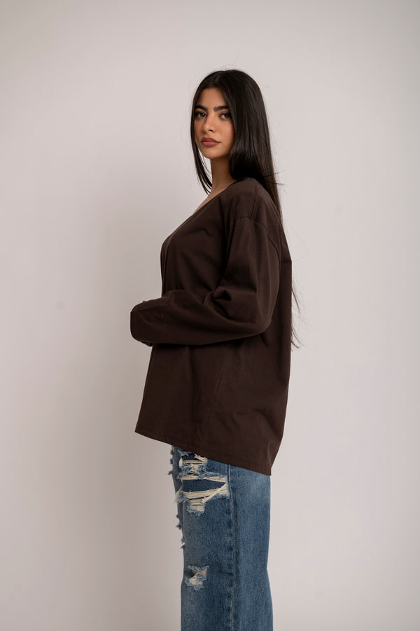 Long sleeve scollo a V