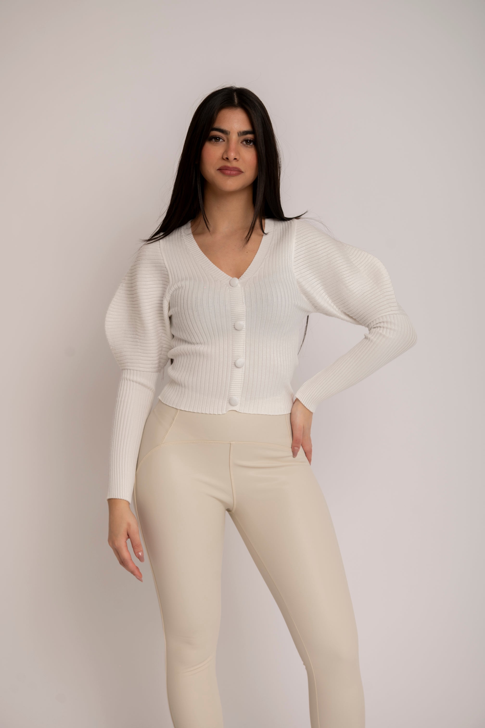 Cardigan a costine white