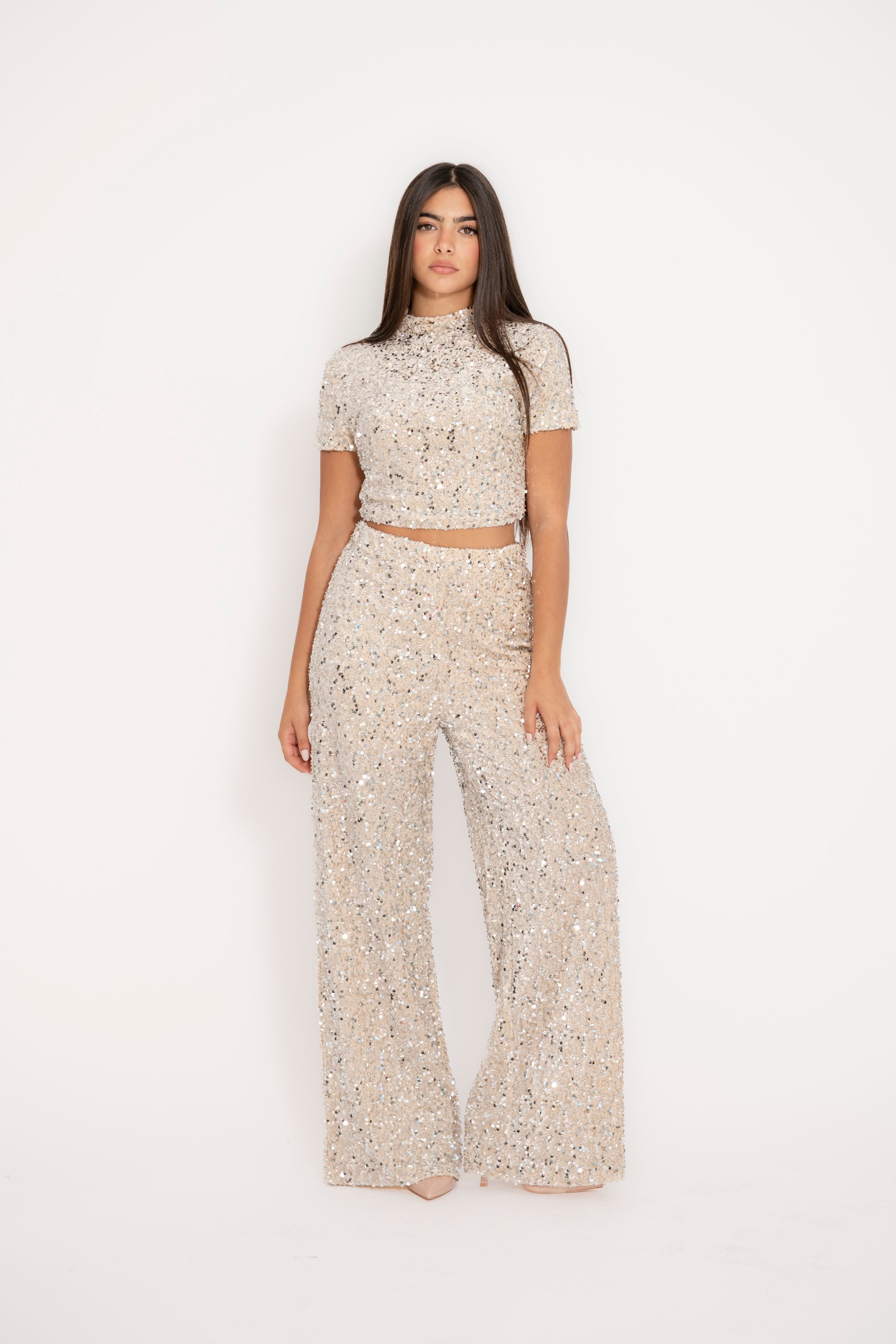 Pantalone palazzo paillettes