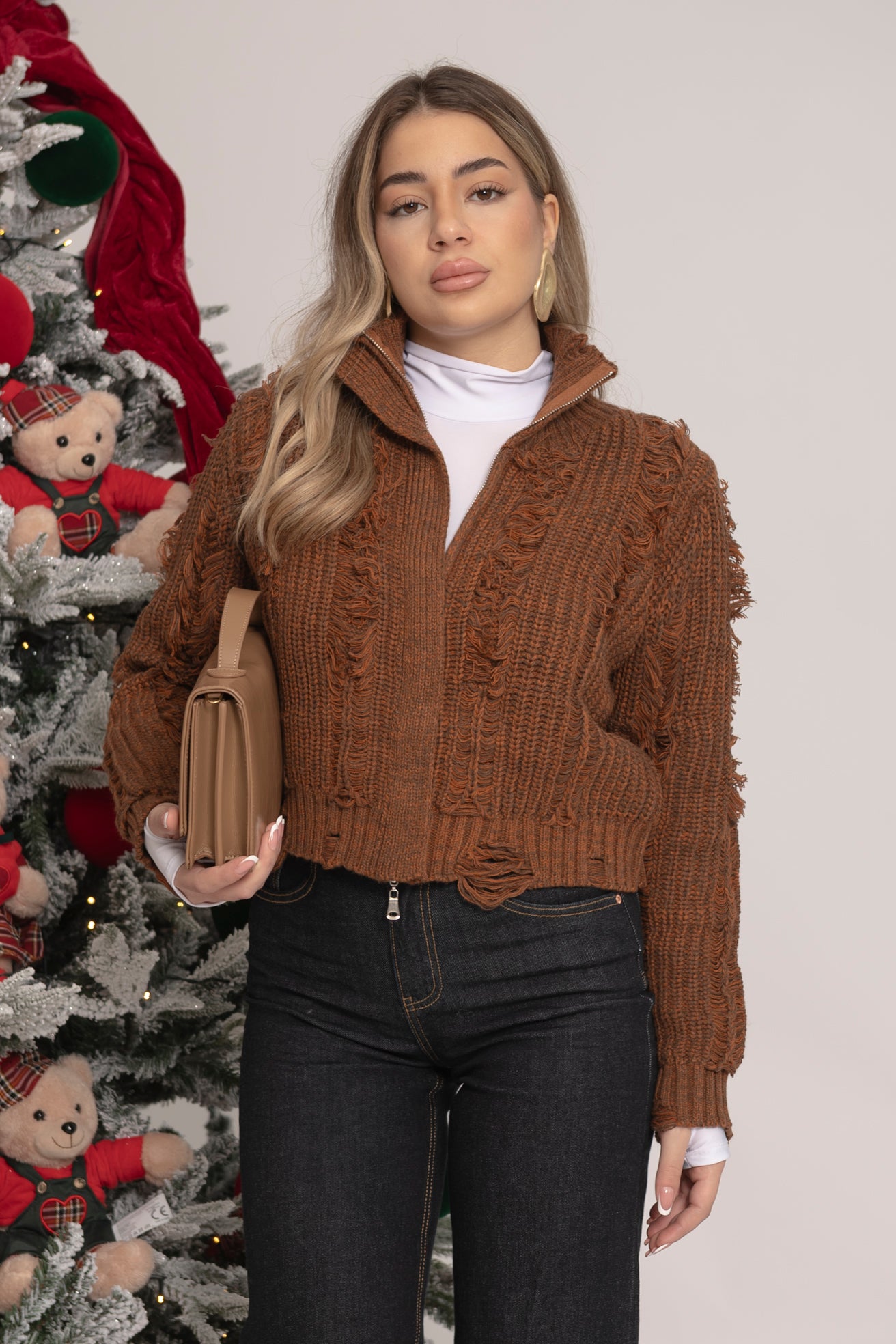 Cardigan sfrangiato orange