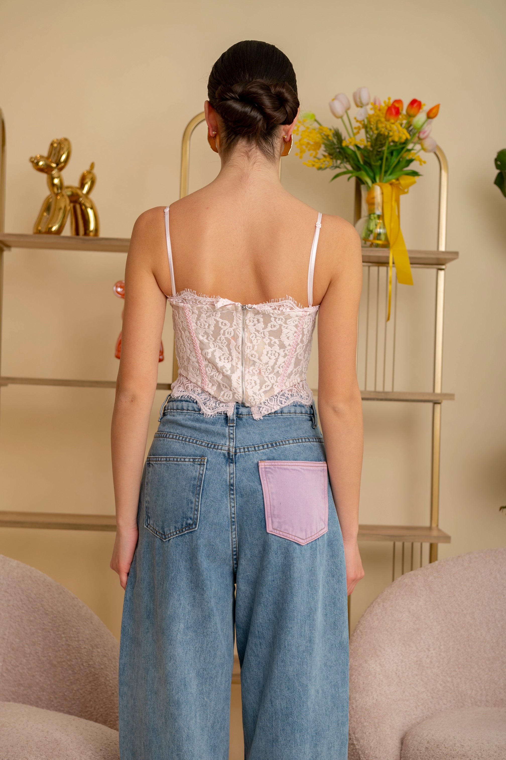 Corsetto ricamato pink