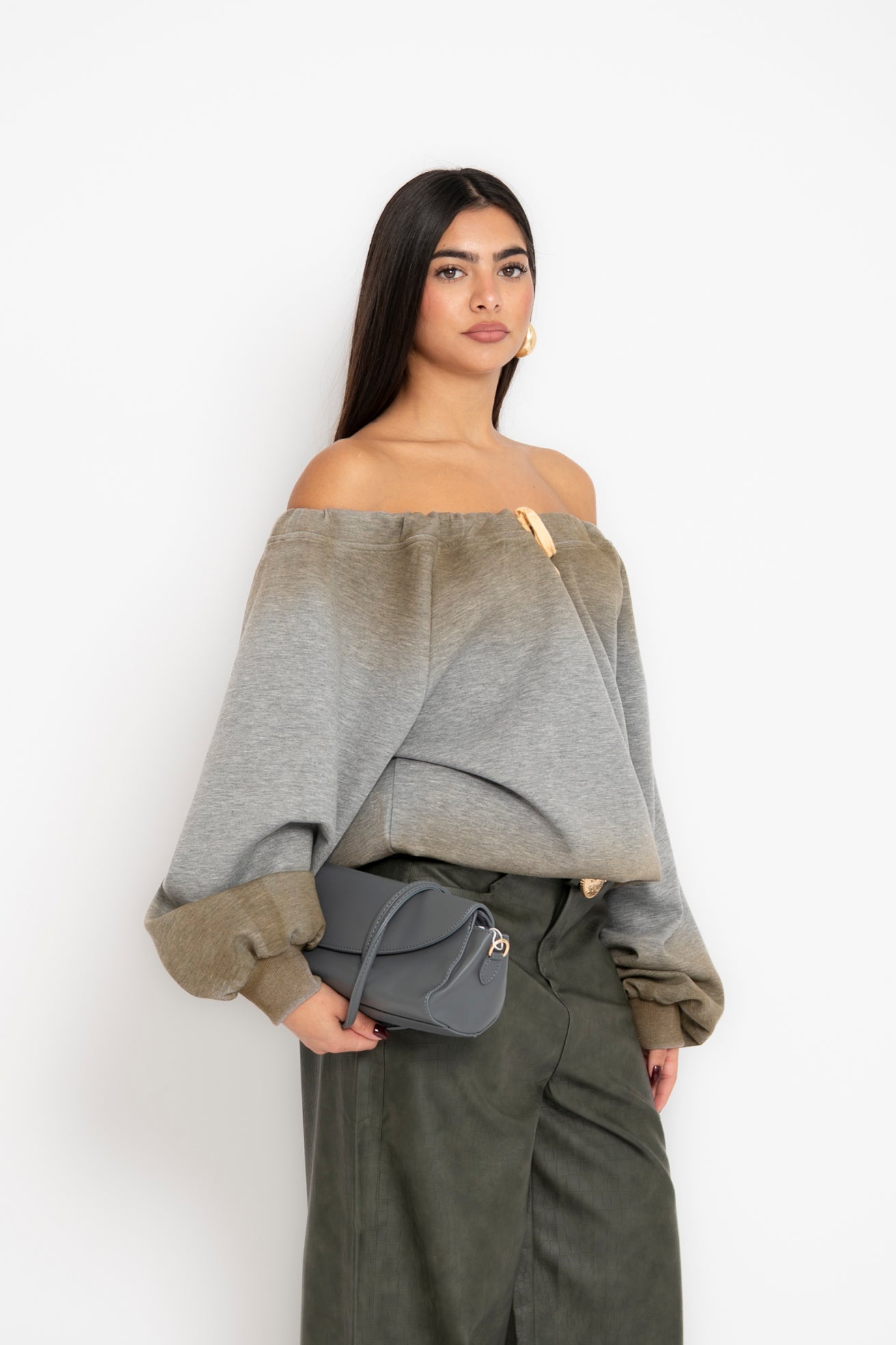 Felpa sfumata scollo a barca