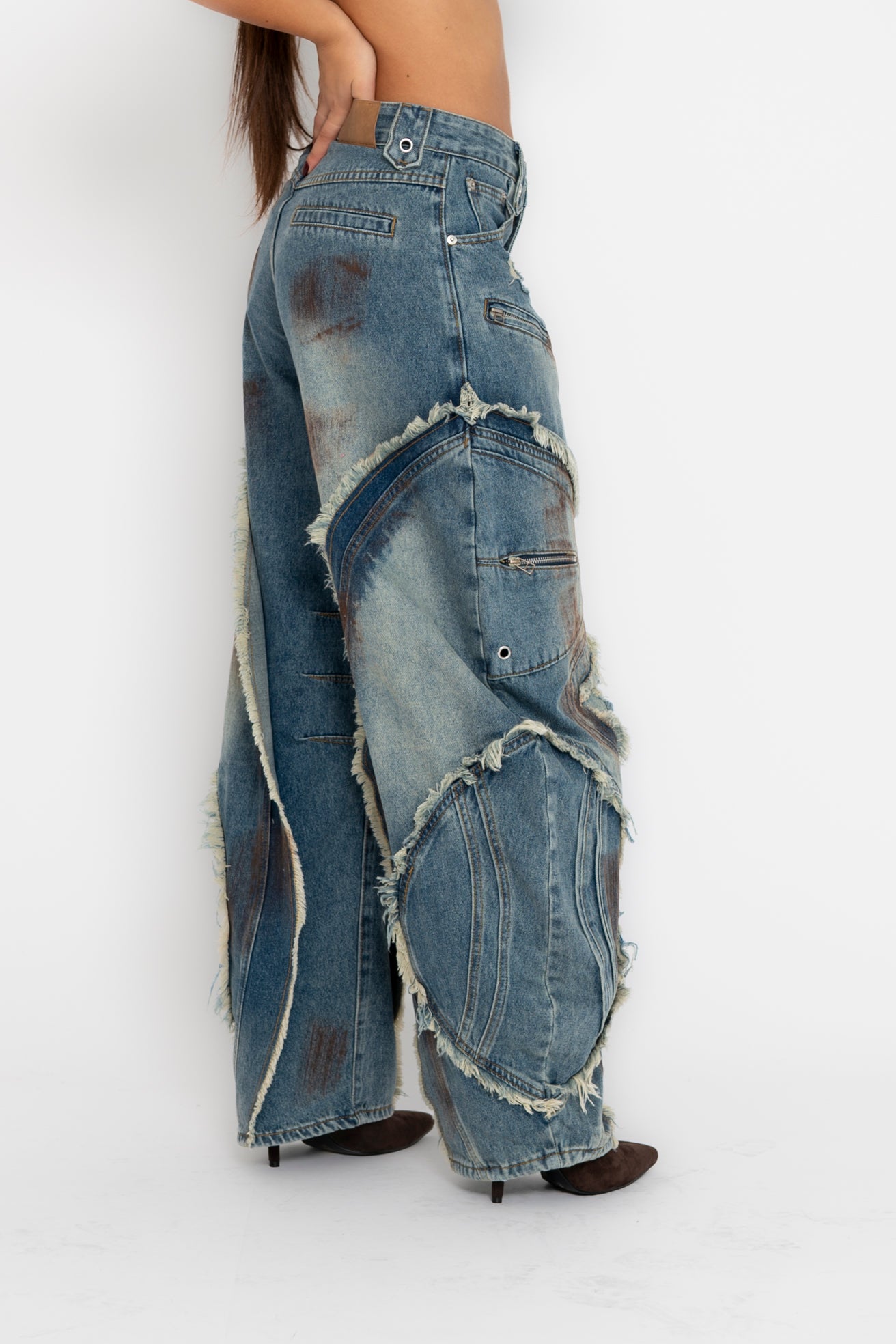 Jeans sfrangiato balloon