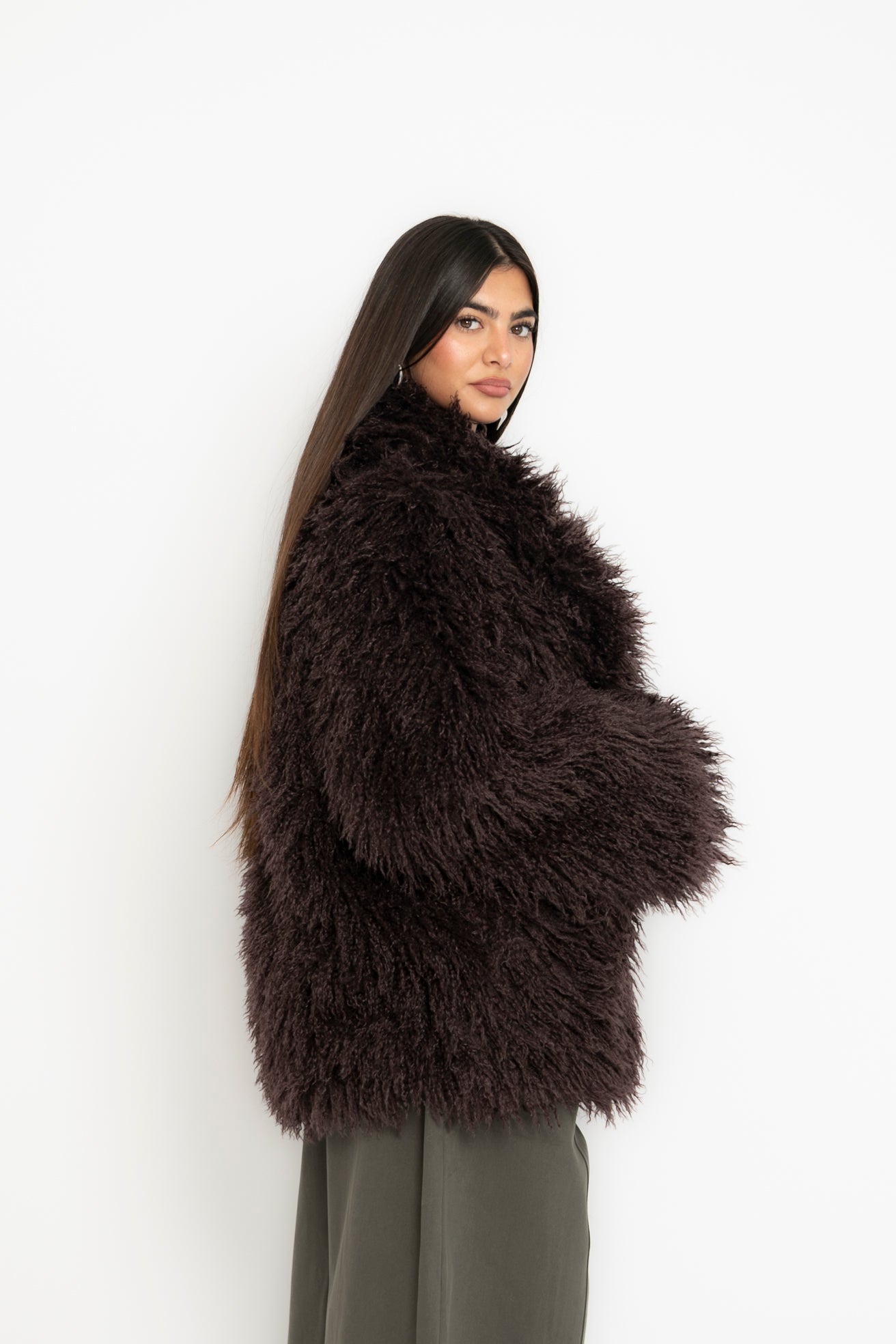 Pelliccia corta teddy brown