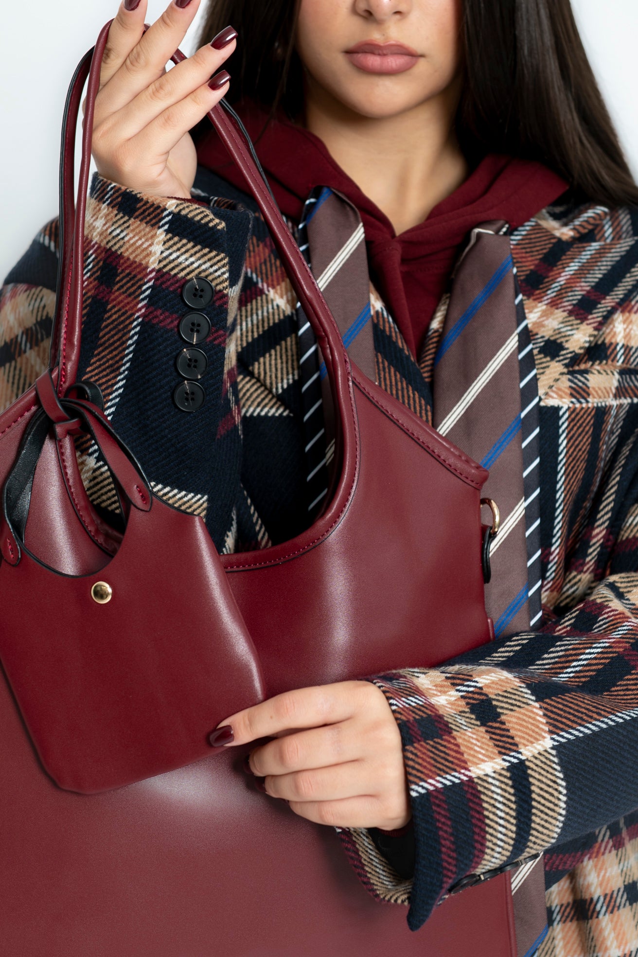 Borsa in ecopelle con mini bag