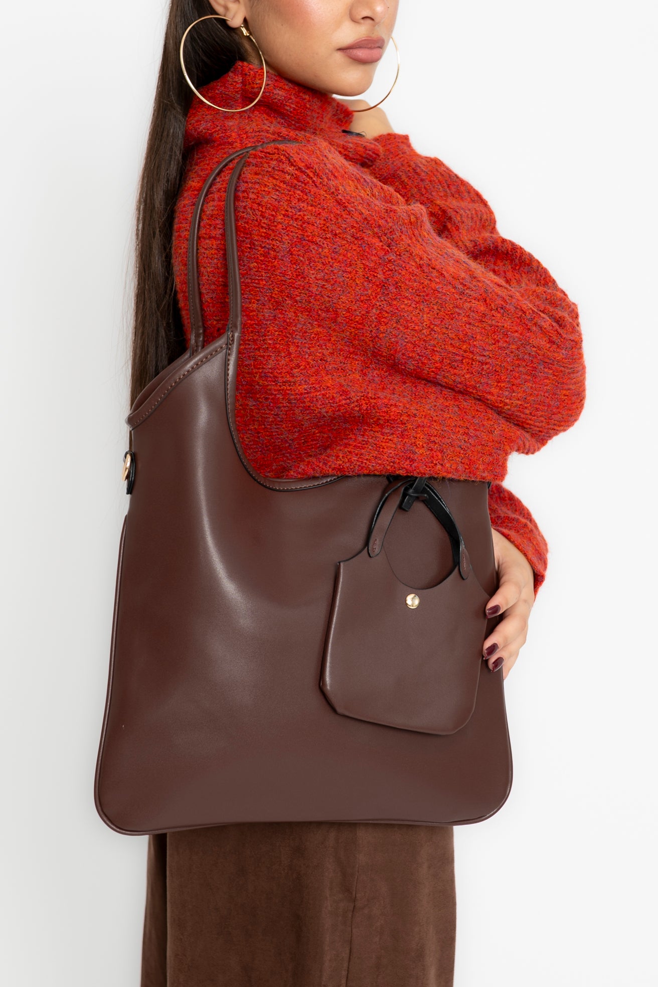 Borsa in ecopelle con mini bag